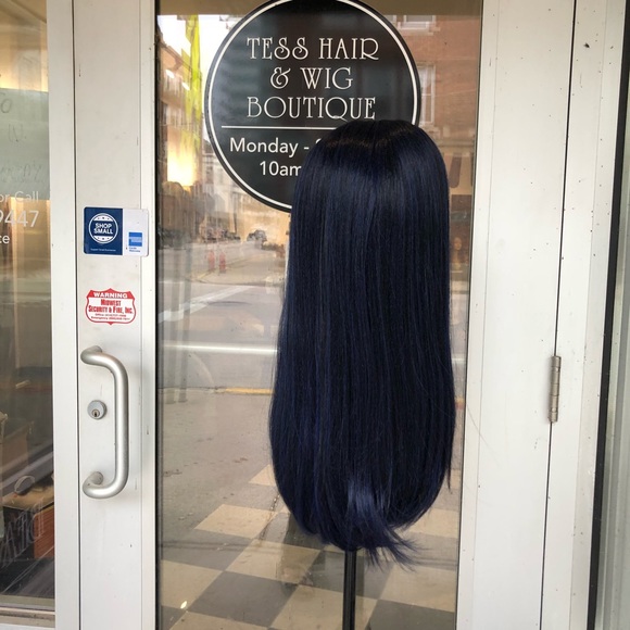 Blue Black lacefront wig swisslace silky straight - Picture 6 of 8